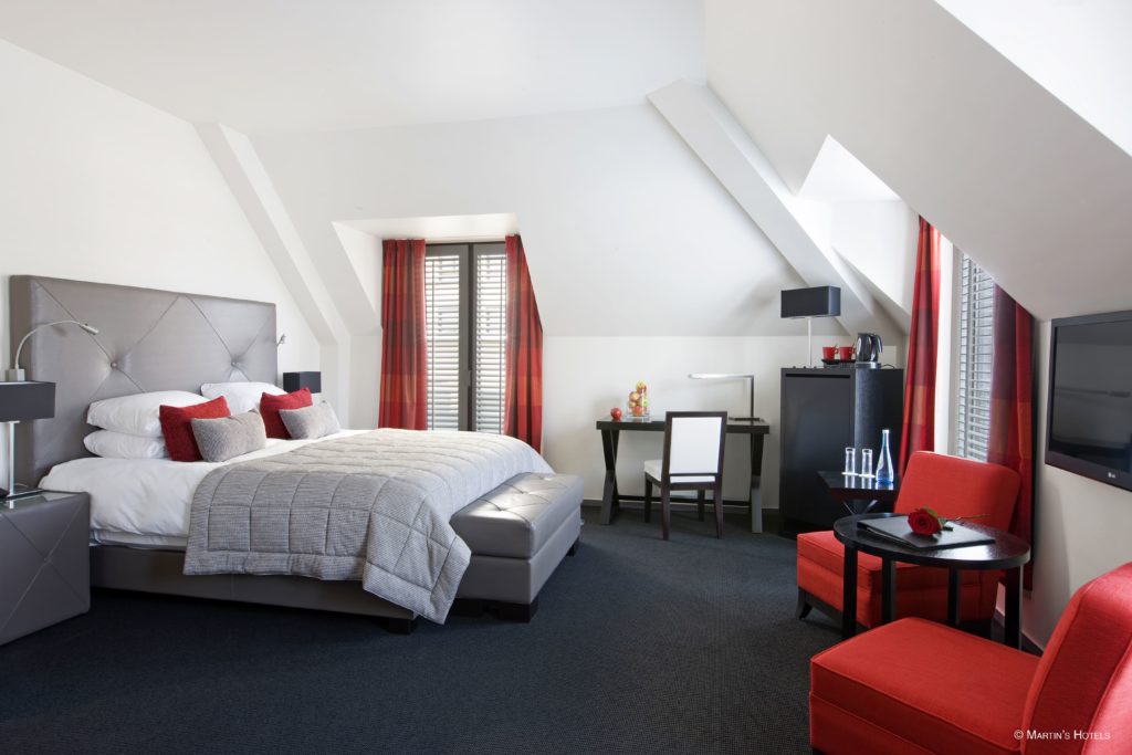 Double room with modern style at the hotel Martin's Klooster in Louvain, Belgium