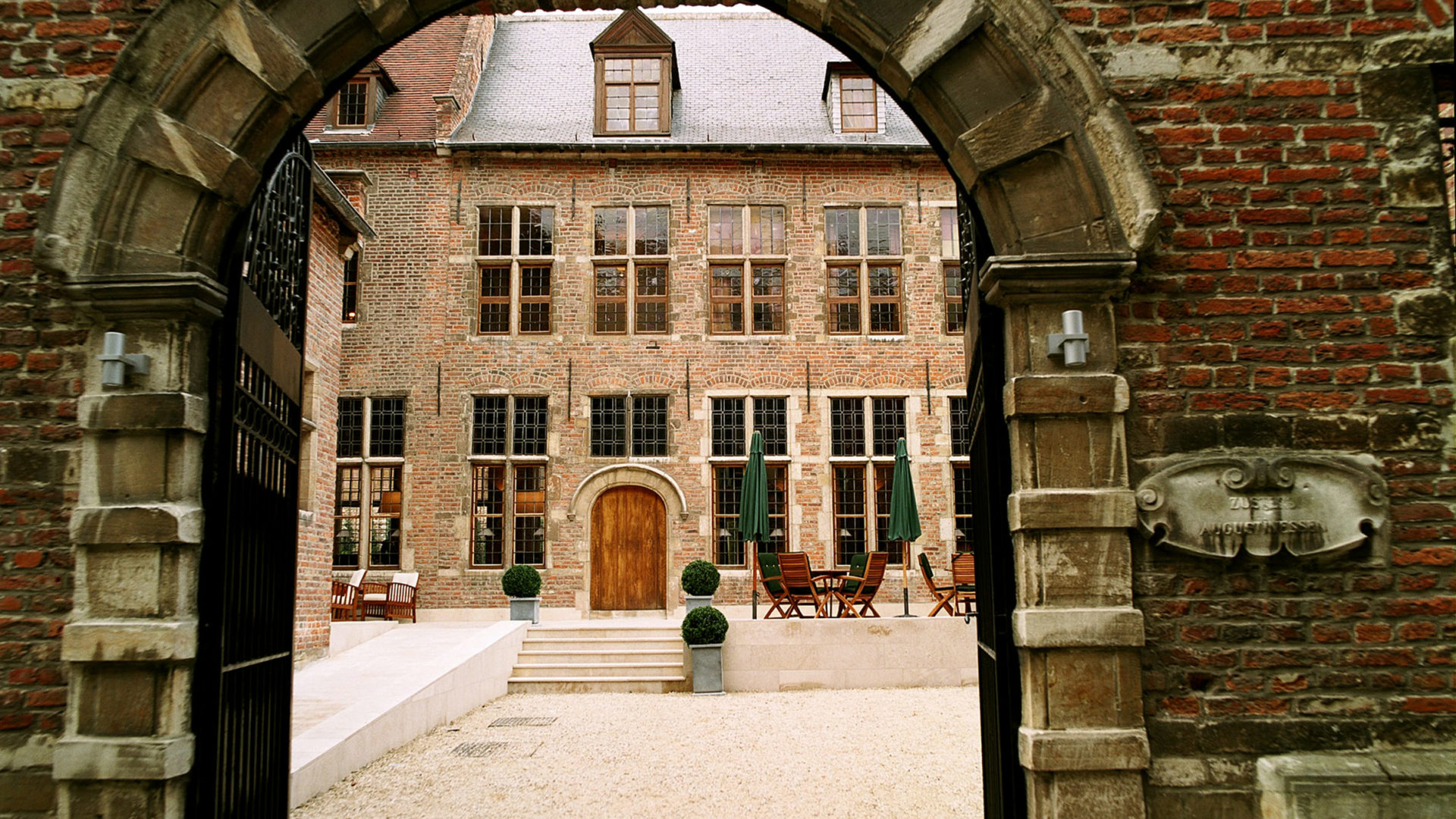 Terrace of the hotel Martin's Klooster in Leuven, Belgium